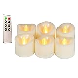 【ÚNICAS Y DE ALTA CALIDAD】: Las velas LED vienen con baterías que trabajan sin parar durante 300 horas. CE, ROSH aprobado. Cada vela eléctrica con 3,5(diámetro) x 3,5(altura) cm y luz amarilla cálida, se parece a las velas reales en un 99%.