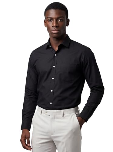 Image of INKAST Men's Cotton Blend Plain Formal Shirt | Full Sleeves Solid Shirts| Straight Regular Fit | Office and Regular Wear