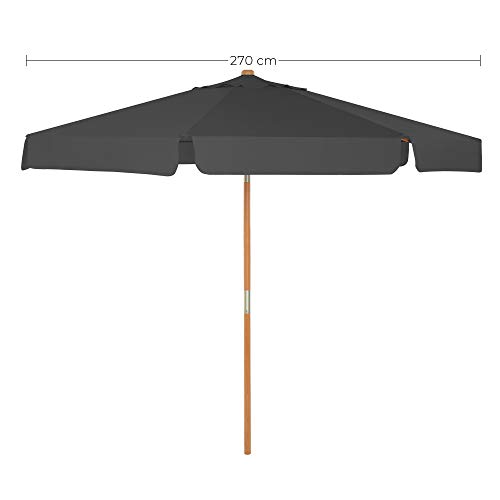 SONGMICS parasol 270 cm, achthoekige tuinparasol, zonwering, parasolmast en parasolribben van hout, opvouwbaar, zonder… - Afbeelding 8