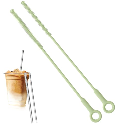 Raymeefa nettoyeur de paille réutilisable silicone avec brosse pour crevasse (vert avocat)
