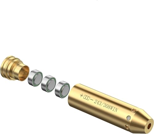 Cartouche d'Alignement Laser .308 Win | Viseur à Point Rouge avec 2 Jeux de Piles | Calibrage de Précision pour Fusil de Chasse et Tir Sportif