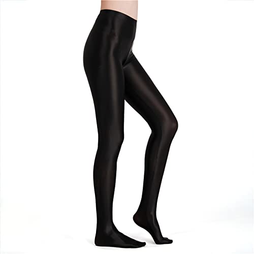Image of cloudmall Women Sexy Semi Opaque Pantyhose Running Tights Yoga Leggings Oil Shiny Stocking