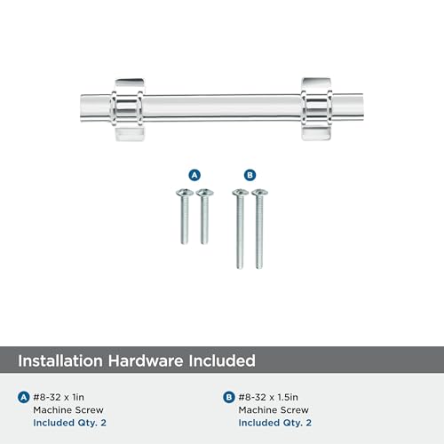 Image of Amerock | Cabinet Pull | Polished Chrome | 3 inch (76 mm) Center to Center | Davenport | 1 Pack | Drawer Pull | Drawer Handle | Cabinet Hardware