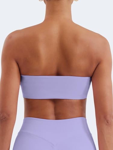 Image of YEOREO Strapless Bandeau Sports Bra for Workout Seamless Tube Top Gym Padded Wireless Bra