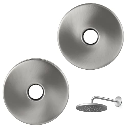 IMPRESA Shower Arm Flange - 3.5-Inch Brushed Stainless Steel, 2-Pack, Modern - Conceals Overcuts...