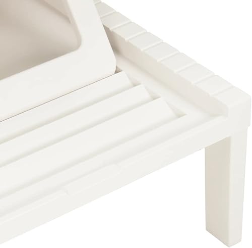 Miniatura 8 de BIGBARLEY Tumbona con cojín de plástico blanco, sillón reclinable portátil, silla plegable para piscina, tumbona al aire libre, silla reclinable
