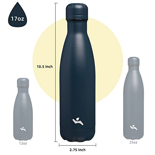 Image of Konokyo Insulated Water Bottles,17 oz Double Wall Stainless Steel Vacumm Metal Flask for Sports Travel,Navy Blue