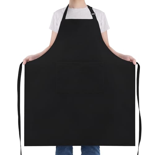 NLUS Delantales extragrandes para hombre, delantal de chef ajustable para hombre, delantales de cocina para mujer, con 2 bolsillos, resistente al agua y al aceite, Negro -, 33.5' Long x 27' Wide