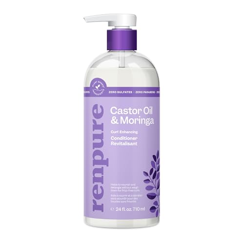 Renpure Castor Oil & Moringa Curl Enhancing Conditioner - For Moisturized, Detangled & Frizz-Free Curls - With Castor Oil & Moringa Seed Oil - For Wavy to Curly Hair -24 Fl Oz