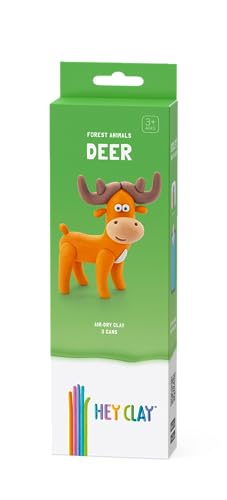 Image of HEY CLAY Forest Animals - Claymate Deer - Air Dry Clay Kit 3 cans and Sculpting Tools with Fun Interactive Instructions App