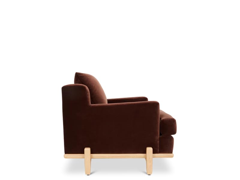 Image of Lakdi The Furniture Mid-Century Modern Velvet Accent Chair with Natural Wood Base, Removable Cushion & High Density Foam Seating | 5 Years Warranty | Free Assembly - 15185193