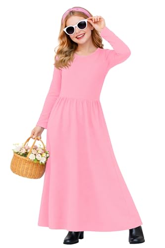 Image of Deerose Girls Maxi Dress Short Sleeve Casual Long Dresses with Pockets 5-14 Years