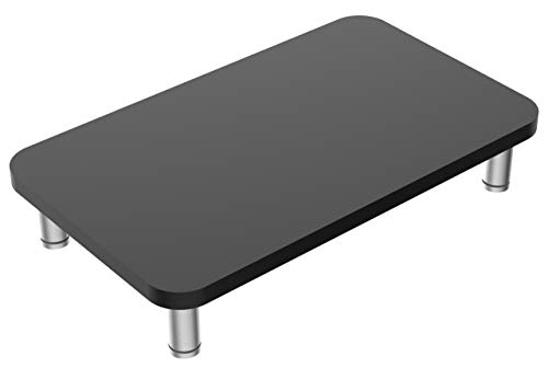 Monitor Stand Desktop Riser Ergonomic Black. Monitor Stand Husky Mounts Monitor Riser Laptop Stand, Adjustable Legs, Stackable, 15.75" x 9.5" x 3.75" Max Height, Wood and Brushed Steel