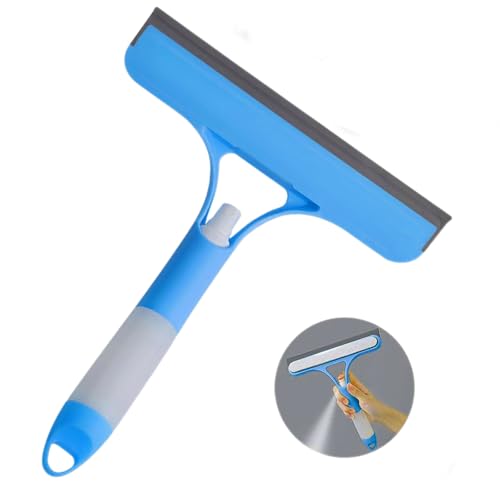 Shower Squeegee for Glass Doors,Household Window Mirror Squeegee for Bathroom Glass Tile Wall Car Spray Squeegee and Wipe Windows All-in-One(Blue)
