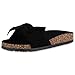 SCARPE VITA Damen Sandalen Pantoletten Bequeme Schuhe Schleife Sommer Hausschuhe Flats Korkoptik Sommerschuhe Schlappen Strandschuhe 182787 Schwarz Black Braun 38