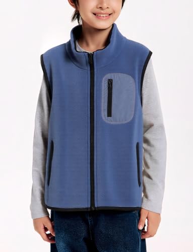 Happy Cherry Boys Girls Winter Warm Polar Fleece Vest Lightweight Stand Collar Gilet Full Zip Up Sleeveless Jacket 3-12Y2