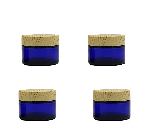 4Pack 30g Blue Glass Cosmetic Jars with Lids