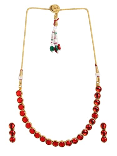 Juego de gargantilla chapada en oro DMZ-2494 gargantilla de latón y rojo para mujer talla S
