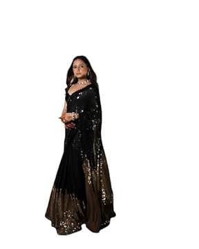black saree with gold embroidery