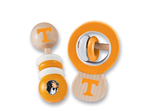Image of BabyFanatic Wood Rattle 2 Pack - NCAA Tennessee Volunteers - Officially Licensed Baby Toy Set