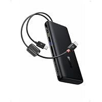 Baseus 100W 20000mAh Portable Power Bank Laptop Charger with Built-in USB-C Dual Cables (Black)