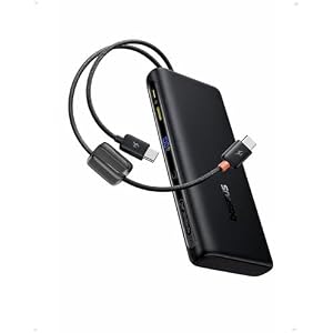 Baseus 100W Power Bank 20000mAh, Portable Laptop Charger with Built-in USB-C Dual Cables, Travel Essential PD QC Fast Charging for MacBook, iPad, iPhone 17/16, Samsung, Steam Deck, TSA-Appro