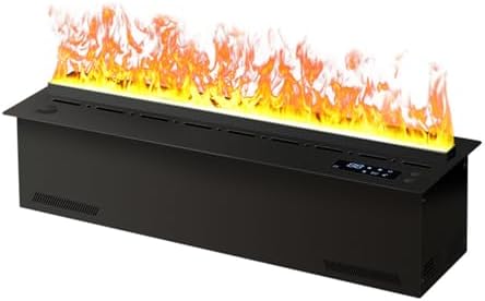 3D Electric Fireplace with Water Vapor - 128 Adjustable Flame Colors, Touch Control, Remote & App, Recessed Design for Home, Office, and Outdoor Use - 1.5m Atomized Flame