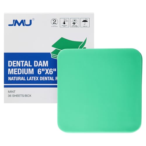 JMU Latex Dental Dam Rubber 6 x 6 Mint Green Medium Powder-Free Pack of 36