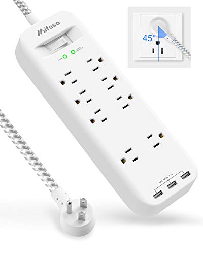 8 Outlets Power Strip Surge Protector with 3 USB Ports, 1875W 5V/3.1A, 5