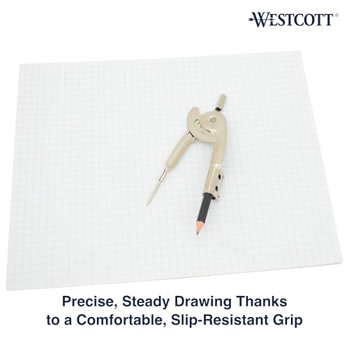 westcott nickel-plated ball bearing compass with pencil back-to-school school supplies classroom supplies draws circles up to 13 inches in diameter