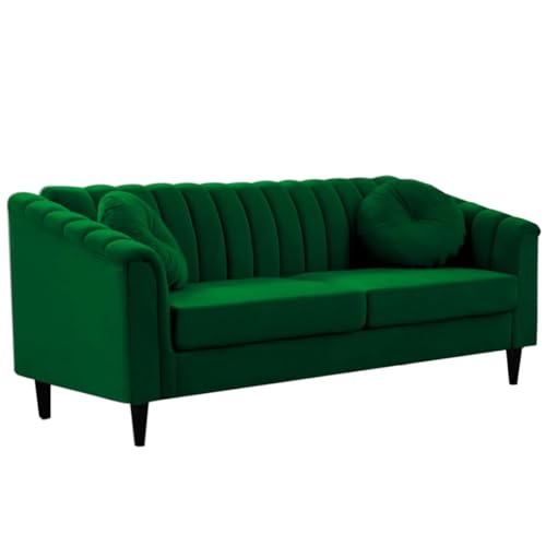 Image of FURNY Dorano 3 Seater Fabric Sofa Set (Green)
