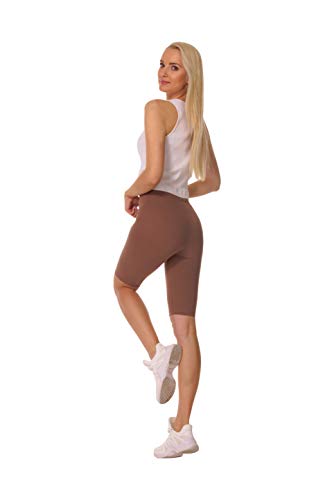 BeComfy Damskie bawełniane krótkie legginsy kolarki 1/2 spodenki rowerowe kryjące 36-56 EU/Beż, 54