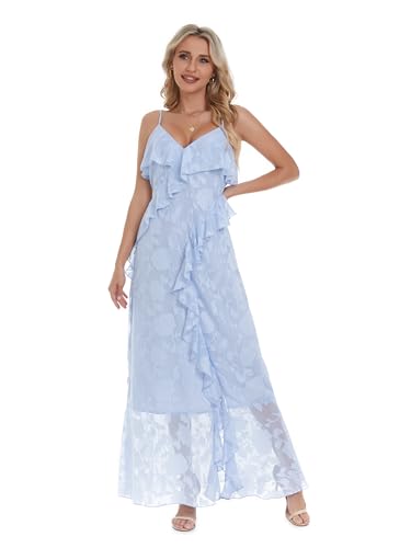 Sleeveless Strap Ruffle Gardenparty Summer Holiday Maxi Dress4