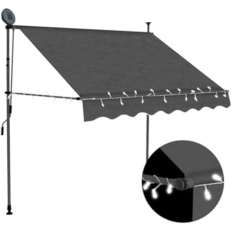 vidaXL Manual Retractable Awning with LED Lighting Cover