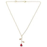 XFUYI Collares con Colgante de Rosa en 3D de Moda Collar con