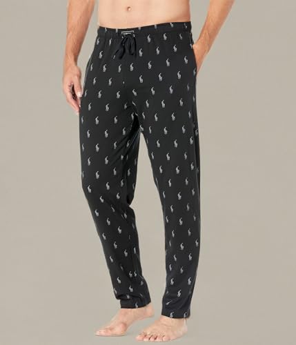 Image of POLO RALPH LAUREN Men's Pony Player Print Classic Pajama Pant, PK04RL, Polo Black /Grey, XL