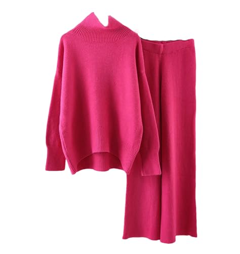 Women Spring Casual Two-Piece Set Turtleneck Loose Sweater with Elastic