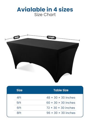 Image of Utopia Kitchen Spandex Tablecloth 4 Pack [4FT, Black] Tight, Fitted, Washable and Wrinkle Resistant Stretch Rectangular Patio Table Cover for Event, Wedding, Banquet & Parties [48Lx30Wx30H Inch]