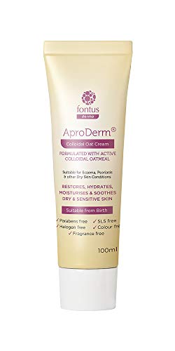 AproDerm Colloidal Oat Cream 100ml Tube Paraffin Free Vegan 2-in-1 Moisturiser and Soap Substitute; Suitable for Dry Skin Eczema Dermatitis and Psoriasis