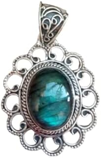 Blue Flash Labradorite Pendant, 925 Sterling Silver Plated, Boho Pendant, Statement Ring, Dainty Pendant, High Blue Fire Pendant, Birthday Gifts, December Birthstone, Designer Pendant, Wedding Ring, Boho Pendant, Healing Crystal Pendant, Christmas Gifts