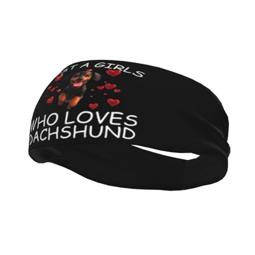 Just A Girls Who Loves Dachshund Adjustable Sports Headband Moisture Wicking Sweatband for Running Workout