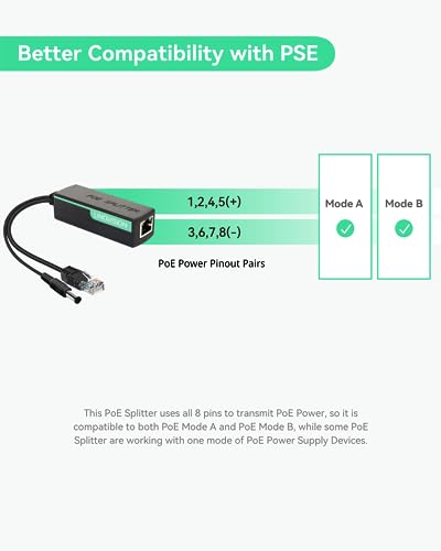 LINOVISION switch POE de 8 puertos y divisor POE DC12V miniatura 5