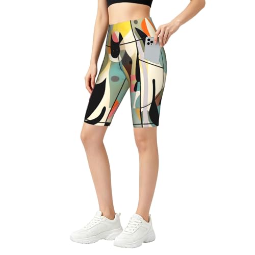 Short de yoga anti-transpiration stretch imprimé chat moderne