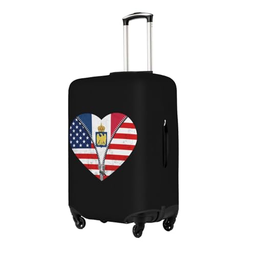 Travel Luggage Cover Heart America Flag And French Flag Fashion Washable Baggage Suitcase Protector Fit For Luggage Large2