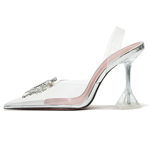 Roimaash Women Clear Pumps Heels 10CM Size US5.5-112