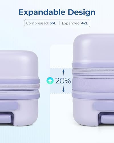 Valise cabine extensible BAGSMART 20 pouces rigide violette à coque robuste