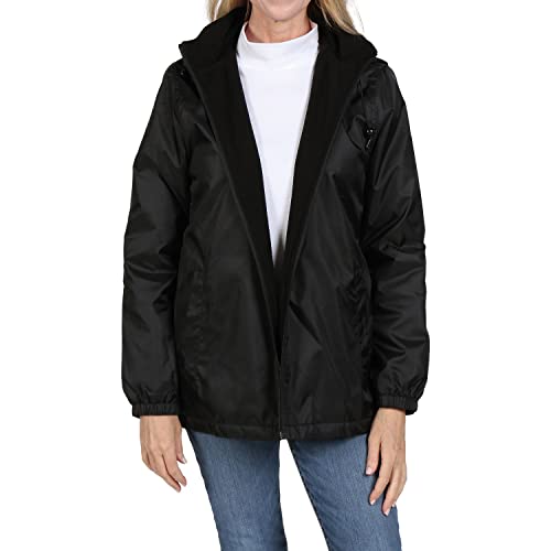 totes Womens Rain Jacket with Hood Rain Coat for Women Waterproof Womens Coats, Black, Large4