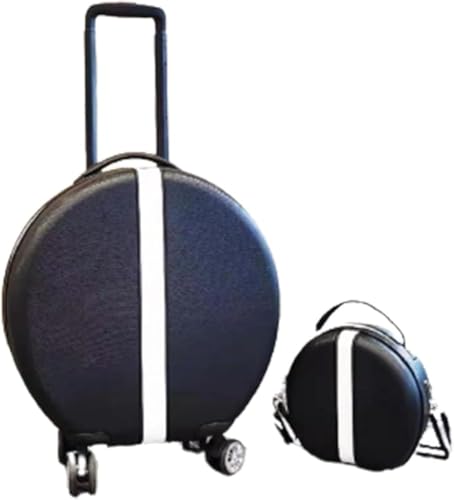 18-Inch 2-Piece Round Carry-On Suitcase with Password Lock - Trolley Luggage Set(Color:C)