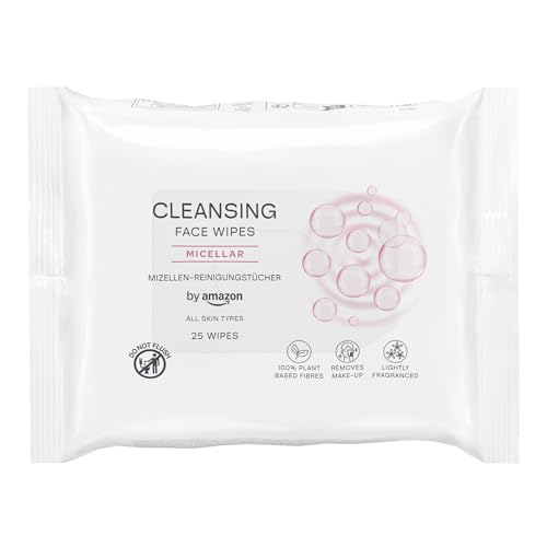 by Amazon Face Cleansing Wipes with Micellar Make-up remover Fragranced 25 Wipes