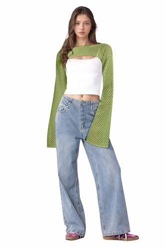 Image of Bloggerlove Crochet Crop Tops for Women Trendy Bolero Hollow Out Shrug Sweaters Sexy Beach Cover Ups Y2K Tops S-XL